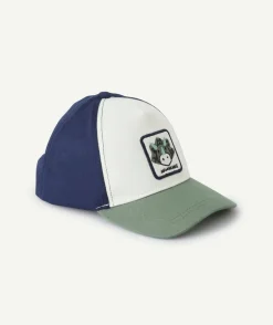 Casquette bébé garçon blanc bleu et vert avec patch dinosaure