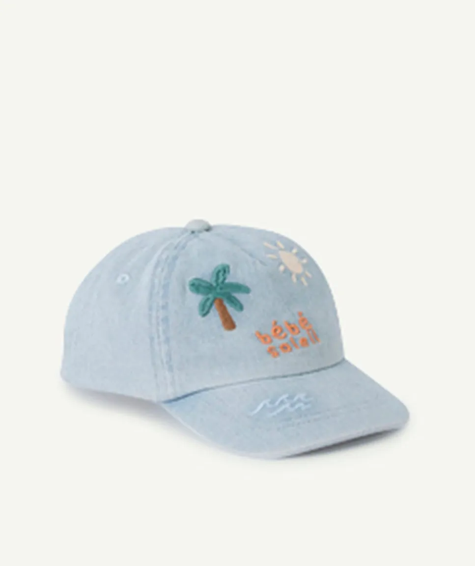 Casquette bébé garçon bleu avec broderies
