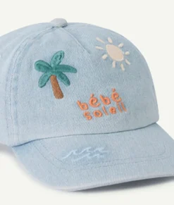 Casquette bébé garçon bleu avec broderies