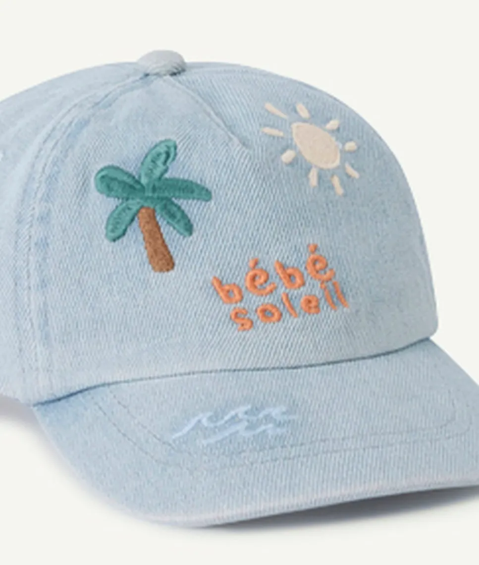 Casquette bébé garçon bleu avec broderies