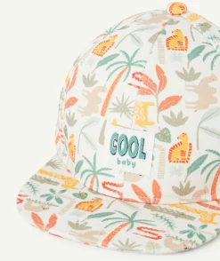 Casquette bébé garçon écrue imprimé jungle et patch brodé