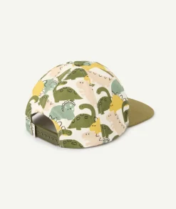 Casquette bébé garçon en coton imprimé dinosaures avec visière kaki