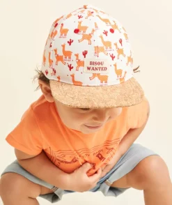 Casquette bébé garçon en coton imprimé lamas et visière effet liège