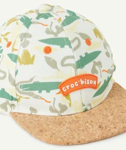 Casquette bébé garçon en coton imprimé crocodiles avec message