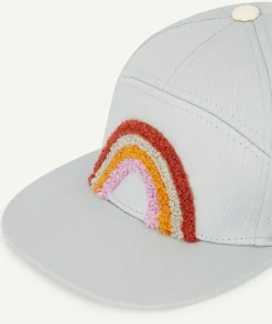 Casquette bleu ciel avec arc-en-ciel en bouclette