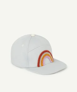 Casquette bleu ciel avec arc-en-ciel en bouclette