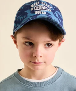 Casquette bleue garçon imprimé tropical