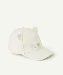 Casquette chat bébé fille blanche