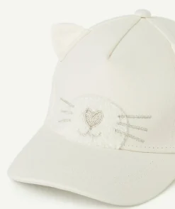 Casquette chat bébé fille blanche