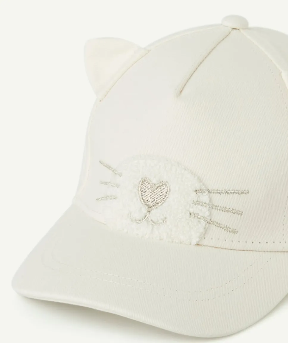 Casquette chat bébé fille blanche