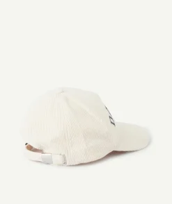 Casquette fille blanche en velours côtelée