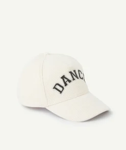 Casquette fille blanche en velours côtelée