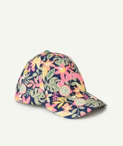 Casquette fille bleu marine imprimé coloré