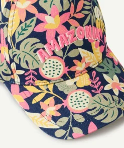 Casquette fille bleu marine imprimé coloré