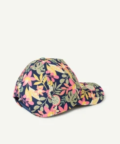 Casquette fille bleu marine imprimé coloré