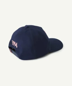 Casquette fille bleu marine thème campus brodé rose