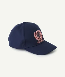 Casquette fille bleu marine thème campus brodé rose