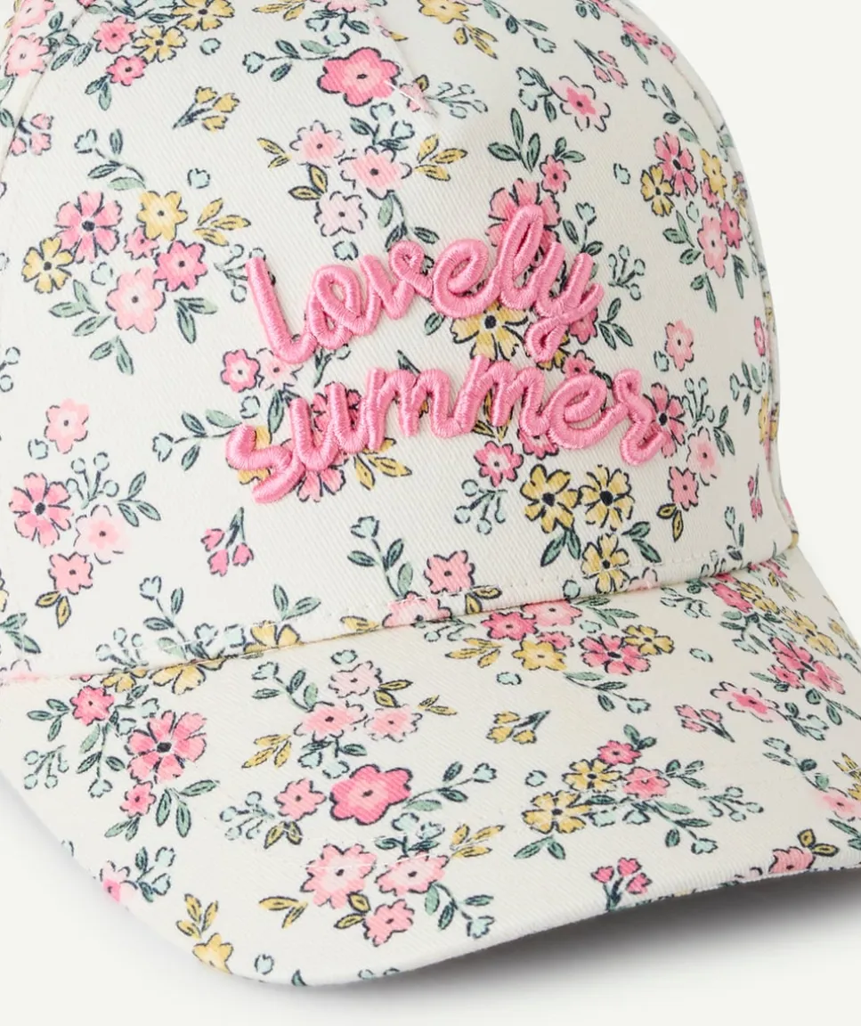 Casquette fille imprimée fleurs