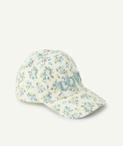 Casquette fille imprimée fleurs avec message brodé