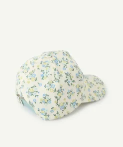 Casquette fille imprimée fleurs avec message brodé