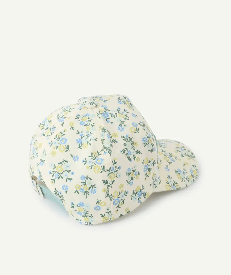 Casquette fille imprimée fleurs avec message brodé