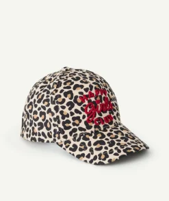 Casquette fille imprimé léopard message brodé