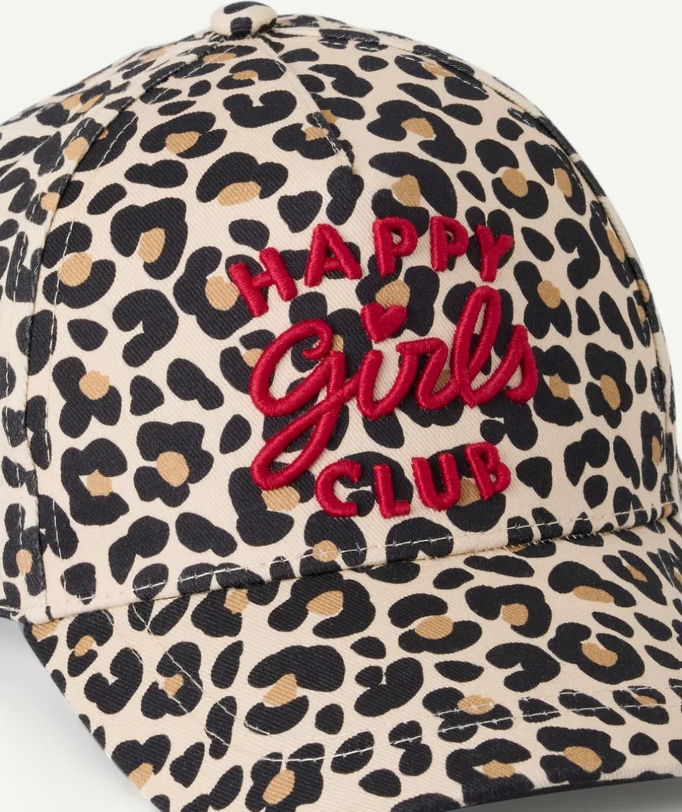 Casquette fille imprimé léopard message brodé