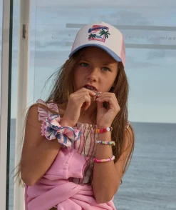 Casquette fille imprimé summer rose et bleu