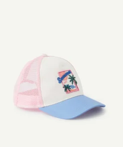 Casquette fille imprimé summer rose et bleu