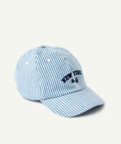 Casquette fille rayée bleu avec broderie