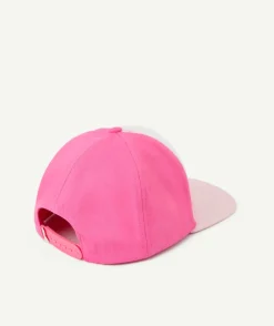 Casquette fille rose avec message et motif brodé coloré