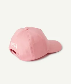 Casquette fille rose thème campus brodé blanc