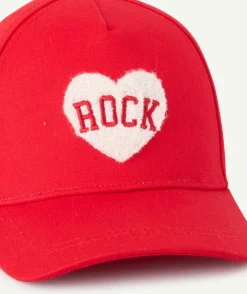 Casquette fille rouge motif rock