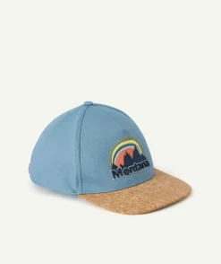 Casquette garçon bleue visière effet liège