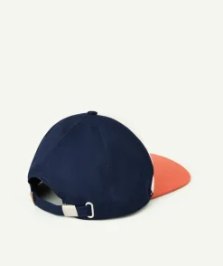 Casquette garçon bleu marine et orange avec patch coloré