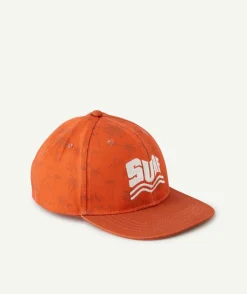 Casquette garçon en coton orange avec message