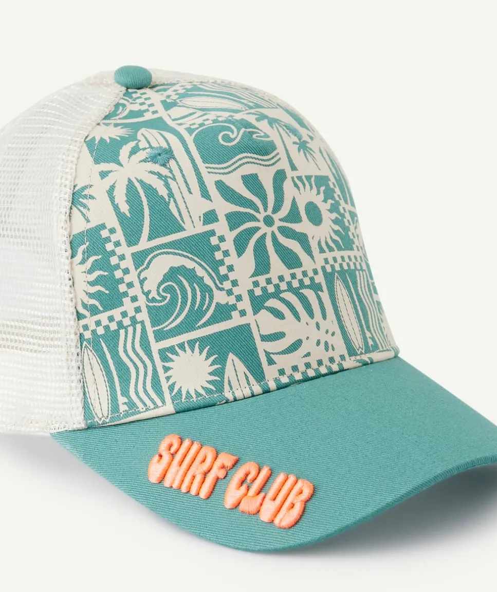 Casquette garçon imprimée vert et blanc