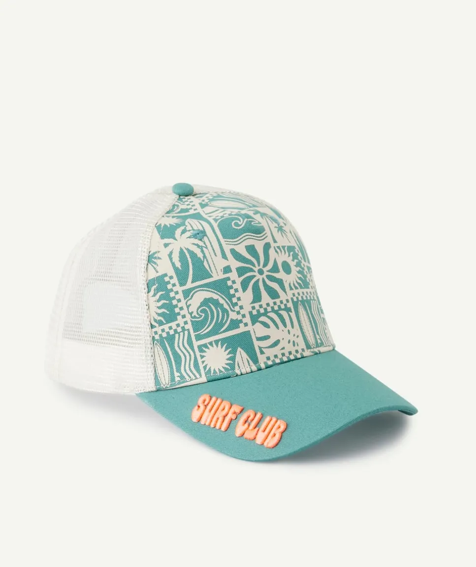 Casquette garçon imprimée vert et blanc