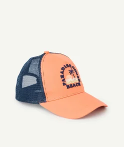 Casquette garçon orange et bleu marine