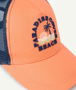 Casquette garçon orange et bleu marine