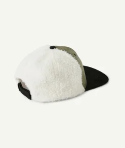 Casquette garçon tricolore en velours côtelé et bouclettes