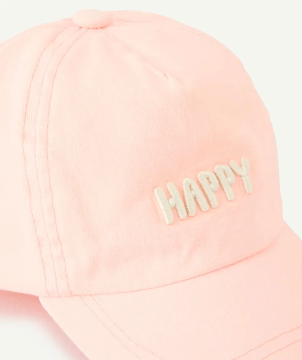 Casquette happy bébé fille rose