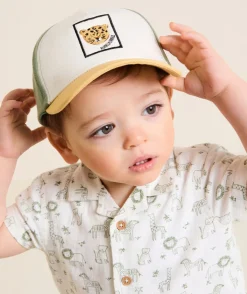 Casquette kaki et jaune avec lion pour bébé garçon