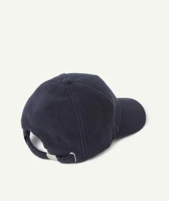 Casquette polaire garçon bleu marine avec patch et messages