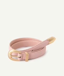 Ceinture fille rose avec boucle couleur dorée