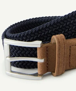 Ceinture garçon tressée bleu boucle métal