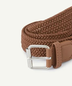 Ceinture tressée garçon marron