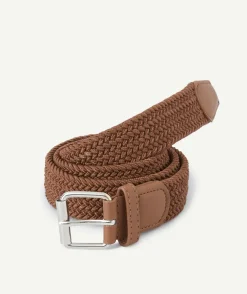 Ceinture tressée garçon marron
