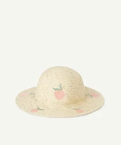 Chapeau bébé fille en paille imprimé fruits