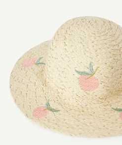 Chapeau bébé fille en paille imprimé fruits